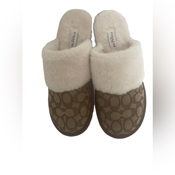 NWT Coach Zena Slipper Faux Shearling Lining Slip-Ons Signature Jacquard Size 7 - Picture 1 of 6